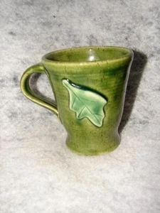 Vintage North Carolina Art Pottery Green Coffee Mug NC Pottery Mug signed - Picture 1 of 3