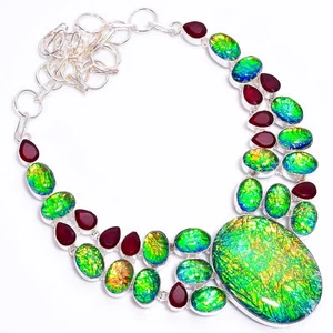 Australian Triplet Opal Garnet Fashion Jewelry 925 Silver Necklace 18-20" ARN111 - Picture 1 of 3