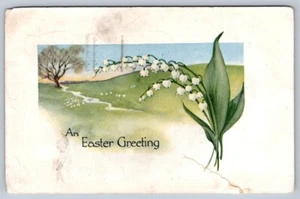An Easter Greeting, Lily Of The Valley, Rural Scene, 1916 Fairman Postcard - Picture 1 of 2