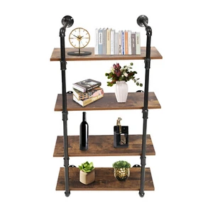Industrial Pipe Shelving Steampunk Wall Mounted Rustic Metal Floating Shelves - Picture 1 of 16