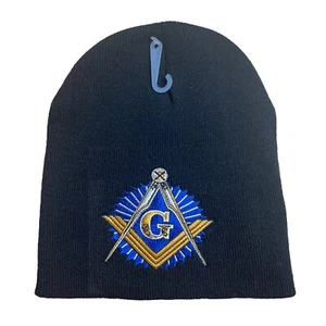 8" SCHWARZE FREIMAURER BEANIE MÜTZE mit Starburst FREEMASON WINTERMÜTZE - Bild 1 von 2
