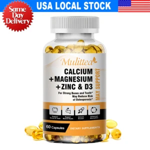 Zinc Calcium Magnesium & Vitamin D Complex Supplement Bone Muscle Immune Support - Picture 1 of 12