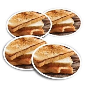 4x Round Stickers 10 cm - Breakfast Toast Cafe Restaurant  #14478