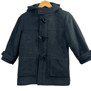 S. Rothschild Boy’s Dark Gray Wool Hooded Duffle Coat Size 6 Toggle - Picture 1 of 13