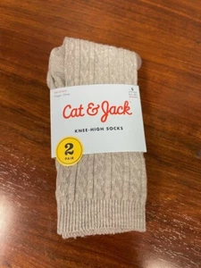 Cat and Jack 2 Pair Knee-High Socks Gray Small 5.5-8.5 - Picture 1 of 2