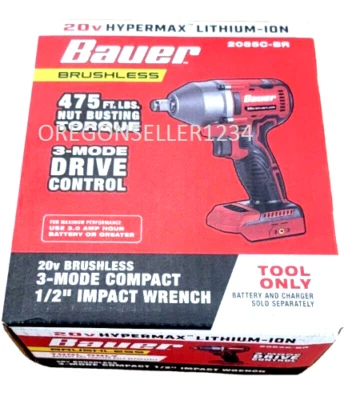 CORDLESS IMPACT WRENCH 20V MAX With 1/2" Chuck Max Torque 475 Ft-Lbs TOOL ONLY - Image 1 of 2