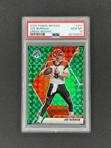 Panini Mosaic 2020 - Joe Burrow #201 - Green Prizm PSA 10 Rookie RC Bengals - Imagen 1 de 2