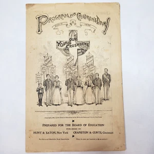 Methodist Childrens Day Program 1896 Our Young Crusaders Antique Church Ephemera - Picture 1 of 8