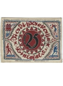BIELEFELD 25 MARK NOTGELD STOFFGELD SILK 15. JULI 1921 GERMANY BANKNOTE (27553) - Picture 1 of 2
