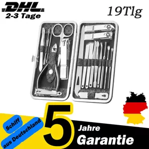 19tlg Nagelpflege Set Etui Nagelknipser Fuß Hautschere Für-Fingernägel-Fußnägel - Bild 1 von 19
