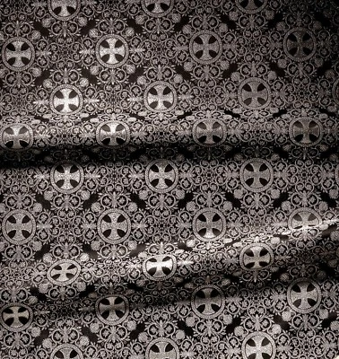 Vestimenta de tecido brocado litúrgico ortodoxo grego padrão cruz jacquard  - Imagem 1 de 4