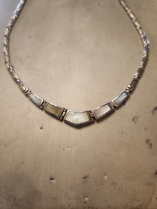 VINTAGE TAXCO MEXICO 925 STERLING SILVER HEAVY MULTI-STONE LINK NECKLACE - Picture 1 of 9