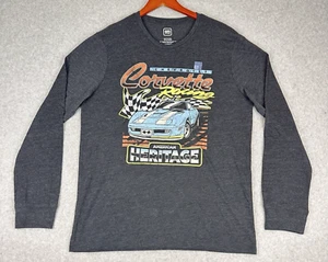 GM Chevrolet Corvette Tshirt Mens L Racing Heritage Long Sleeve Car Graphic New - Picture 1 of 7