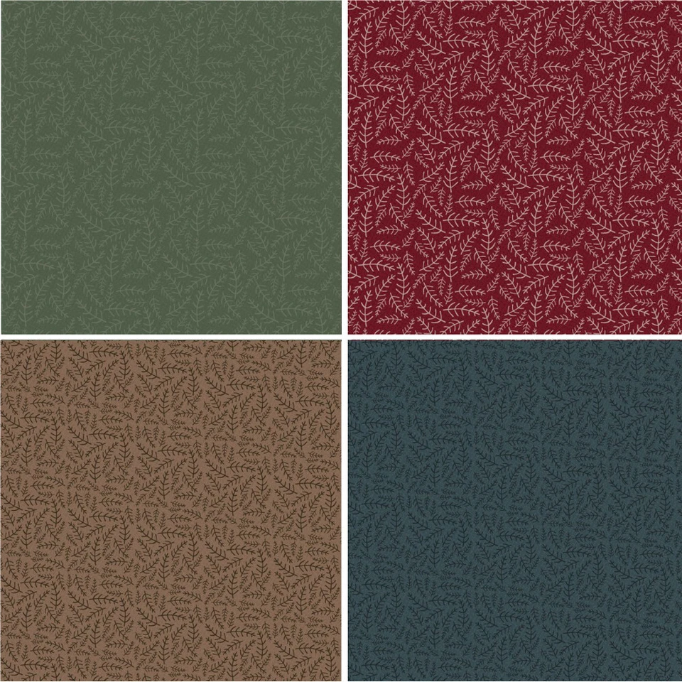 100% Cotton Fabric Nutex Lynette Anderson Trees Mini Fern Leaves Floral Flower - Image 1 of 1