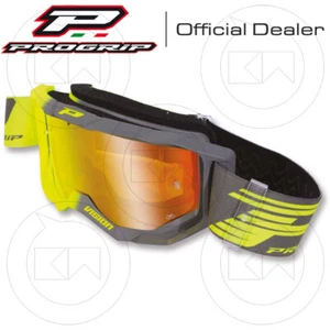 MASKE PROGRIP MOTOCROSS ENDURO BRILLE 3300 Gelb Fl/Grau Spiegelglas - Bild 1 von 3