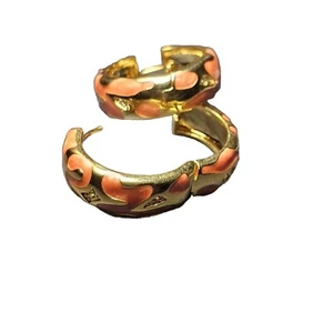 LGA Tattoo Swirl Earrings Brass CZ 18k Gold Plated Hippy Laura Gene Adams 1 Inch - Picture 1 of 12