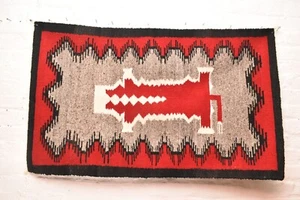Antiker Navajo Teppich Textil Indianer Indianer Bild Kuh 45x27 Vintage Webart - Bild 1 von 12