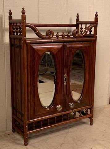 Antique Oak Stick & Ball Medicine Cabinet Cover
