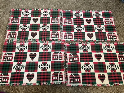 复古 80 年代原始乡村圣诞编织挂毯流苏桌椅 4 件套 — 第 1/4 张图片