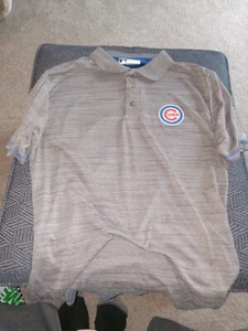Chicago Cubs Polo Shirt Mens Medium Gray Short Sleeve True Fan - Picture 1 of 4