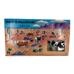 Nuevo Vintage 1989 Primal Lite Herd-A-Herefords Vaca Cadena Luces - Juego de 10 Luces - Imagen 1 de 4