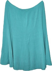 Susan Graver Womens Skirt XL Turquoise Gauze Midi A Line Pull-On Elastic Waist - Picture 1 of 5