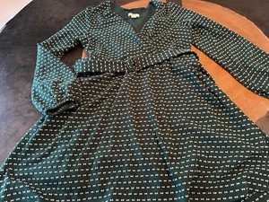 MAEVE ANTHROPOLOGIE GREEN FAUX WRAP KNIT LS BELTED DRESS + POCKETS WOMENS XL - Picture 1 of 7