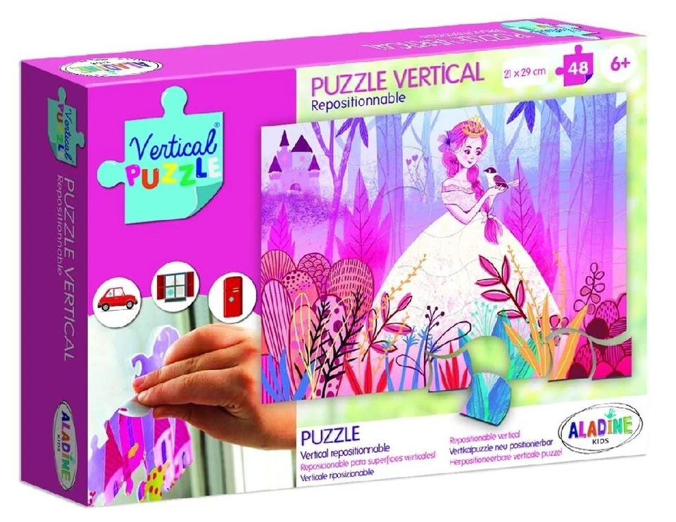 Puzzle verticale Principessa 48pezzi 21x29cm attacca/stacca - Immagine 1 di 2