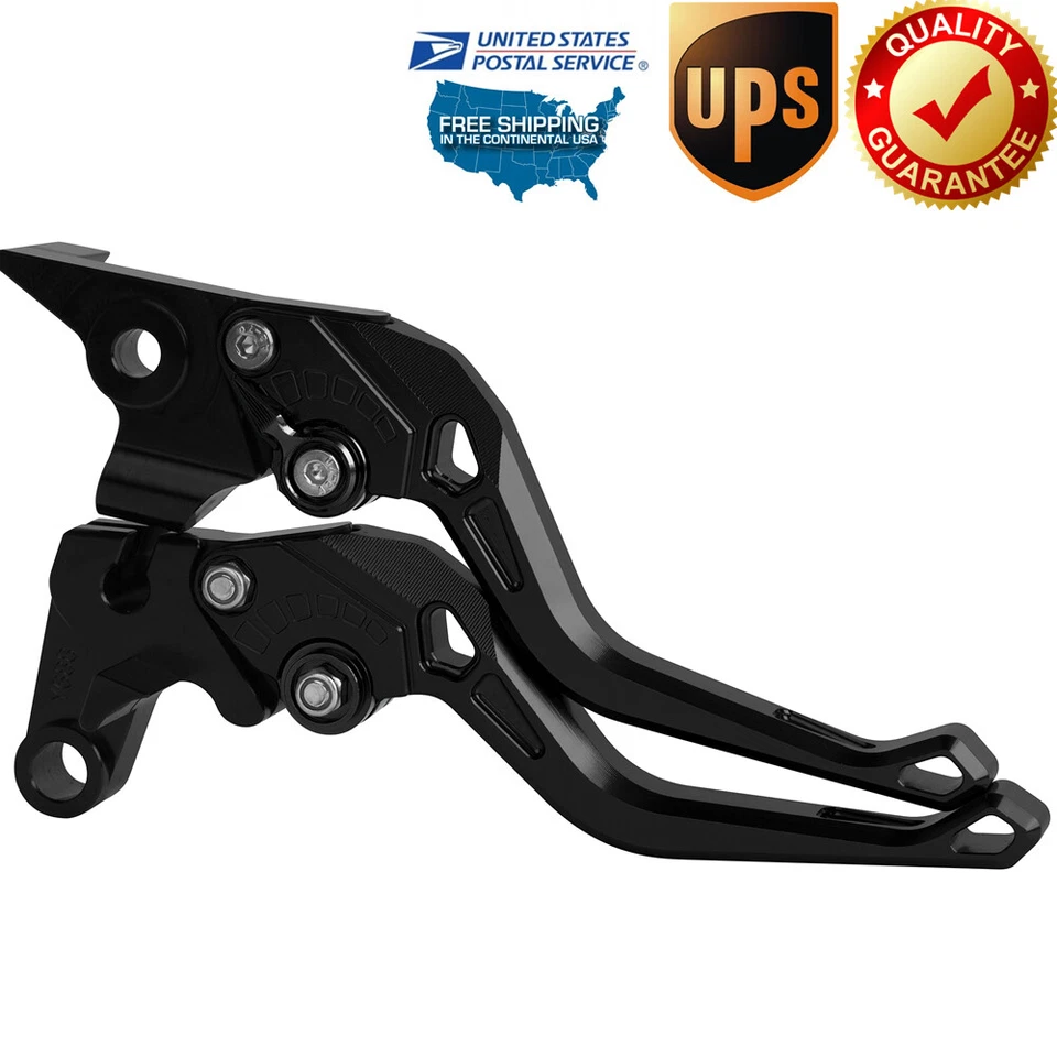 Тормозные рычаги с коротким сцеплением для Yamaha MT07 MT09 FZ8 XSR700/900 CNC Rhombus черные сделано в США - Изображение 1 из 4