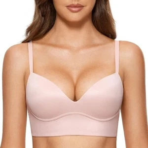 w8 Women's Push Up Wireless Bra Padded T Shirt Bras No Underwire Plunge 32D - Picture 1 of 5
