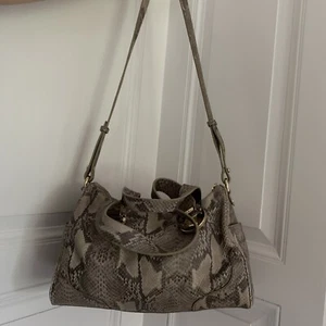Cole Haan große graue Schlangengeprägte Leder Hobo Schulter Umhängetasche Handtasche - Bild 1 von 12