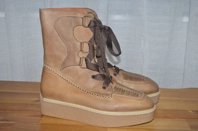 Free People Beige Moccasin Platform Lace up Boots Size 8 38 Spain - Image 1 of 4