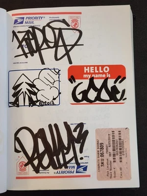 Banksy Arte Original Libro Negro Página Graffiti Muerte NYC KEPOS Pegatina ÚNICA BOFETADA  Foto 1 de 3