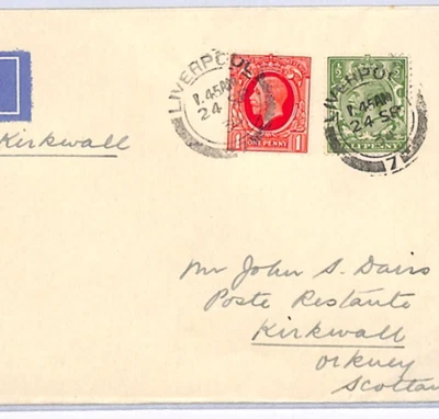 GB KGV 1934 FDC 1d Photogravure First Day Cover ORKNEY Scots Island Flight XF139 - Image 1 of 4