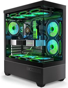 Gaming PC Case, Type-C ATX Computer Case with 6 PWM ARGB Fans Pre-Installed, Ful - Picture 1 of 12