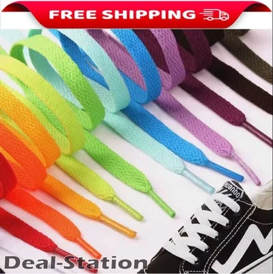 Flat Shoe Laces Coloured Shoelaces Trainers Boot Football Running Hiking Quality - Image 1 of 4