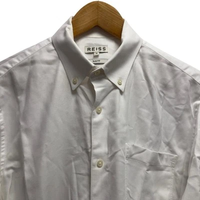 Reiss Mens Size Medium Slim Fit Button Down White Long Sleeve Cotton Dress Shirt - Image 1 of 4