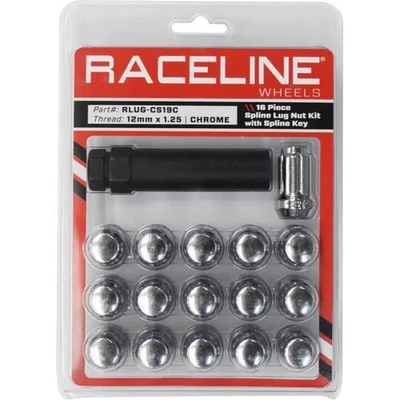 Raceline Spline Lug Nut Kit with spline Key - 12mm x 1.25 - Chrome ATV/UTV - Image 1 of 3