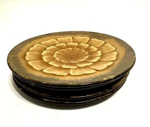 Pier 1 Akita Ensalada/Plato Desierto Loza Floral Tonos de Tierra 8" Juego de 4 China - Imagen 1 de 11