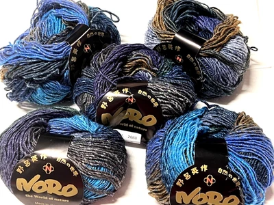 BLUE+MULTI-COLORS 5 50gr Skeins 680y Noro SILK GARDEN LITE Silk+Mohair+Wool YARN - Image 1 of 4