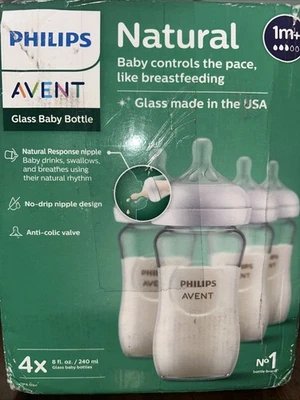 Biberones de vidrio de respuesta natural Philips Avent 4-8 fl. oz nuevos Foto 1 de 3