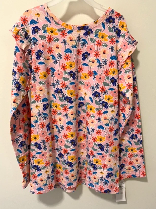 NWT Tea Collection French Tossed Floral Ruffle Shoulder Top Girl's Size 12 - Image 1 of 1