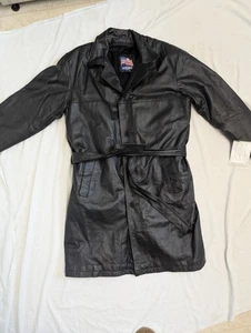 NWT Men's Knee Length Genuine Leather Trench Coat With Removable Liner And Belt - Picture 1 of 19