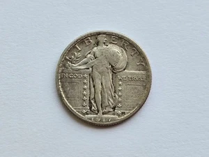 Cuarto de plata Standing Liberty 1917-D muy fino 130205 - Imagen 1 de 2