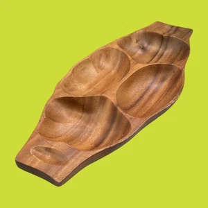 Vintage Monkey Pod Wood Bowl – Multi-Compartment Serving Tray - Bild 1 von 8