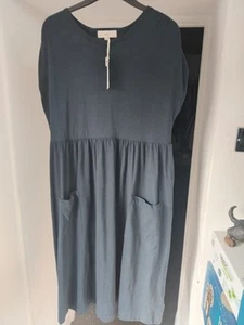 Ladies Next Navy blue Linen mix shift dress uk16 Bnwt - Imagen 1 de 4
