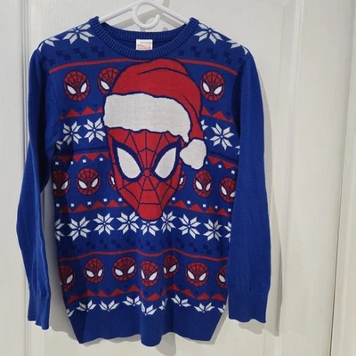 Suéter Navidad Niños Marvel Spiderman Azul y Rojo Talla Grande 12/14 Fiesta Vacaciones Foto 1 de 4
