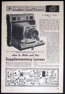 "How to Make and Use Supplementary Lenses" 1949 Artikel Kameraoptik INFO - Bild 1 von 2