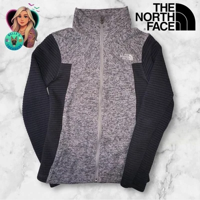 Sudadera con Capucha The North Face Para Mujer XS Indi Cremallera Completa Chaqueta Negra Gris Calce Ajustado Acanalado Foto 1 de 4