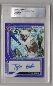 Tyler Badie 2022 Leaf Pro Set Metal Purple Mojo Auto Proof 1/1 - Picture 1 of 2